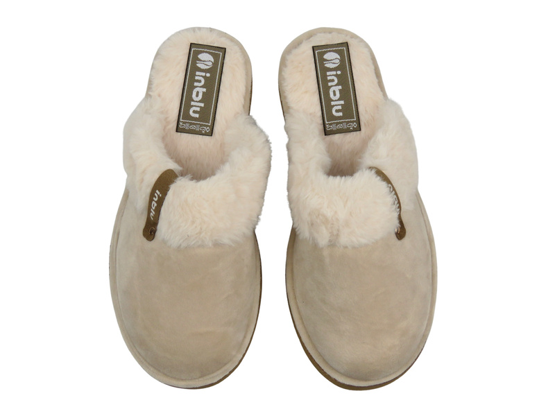 Miękkie kapcie damskie z futerkiem beżowe Inblu EY-32