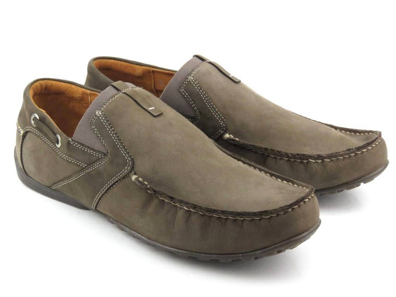 Skórzane mokasyny męskie - NIK 0358, brązowe