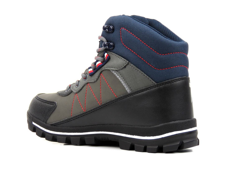 Trekkingi, trapery damskie na grubej podeszwie - TOMMY HILFIGER T3B5-32095-0279X791, czarno-szare