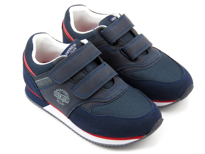 Sportowe buty dziecięce na rzepy - AMERICAN CLUB RH 23/21, granatowe