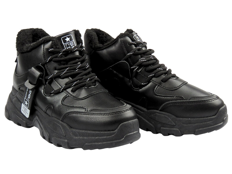 Stylowe sneakersy damskie ocieplane News 21BT26-4356, czarne