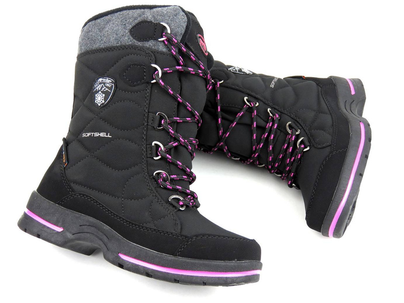 Śniegowce dziecięce z membraną i softshell - AMERICAN CLUB SN19, czarne