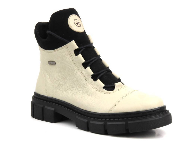Wygodne botki damskie - HELIOS Komfort 556, ecru