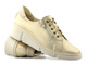 Skórzane sneakersy damskie z połyskiem - Wasak  0681, złote
