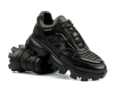 Sneakersy męskie na grubej podeszwie - JOHN DOUBARE QA758T-45L-A1256, czarne