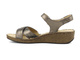 Skórzane sandały damskie na niewysokim koturnie - HELIOS Komfort 228, miedziane