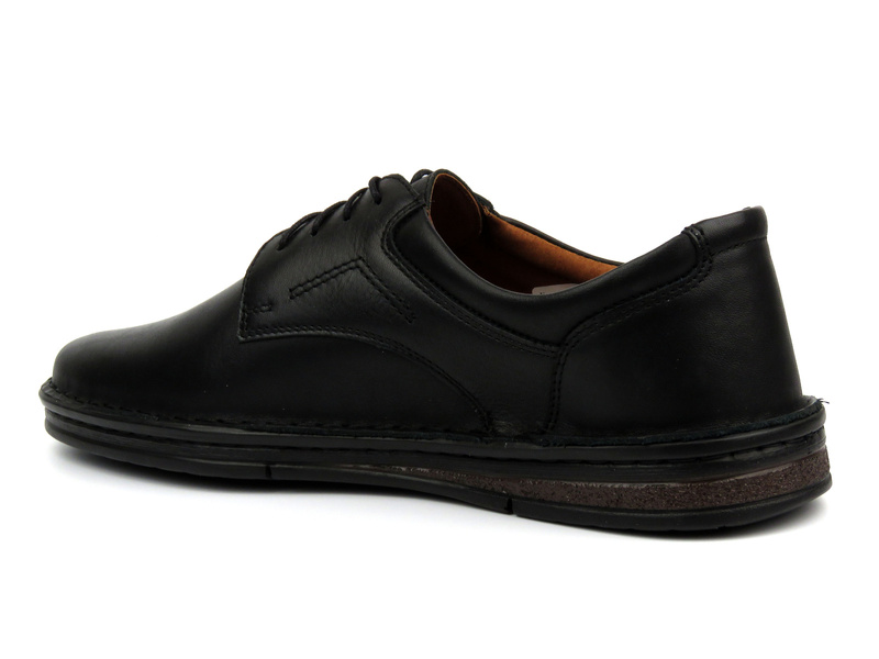 Skórzane półbuty męskie - Waldi 925A, czarne