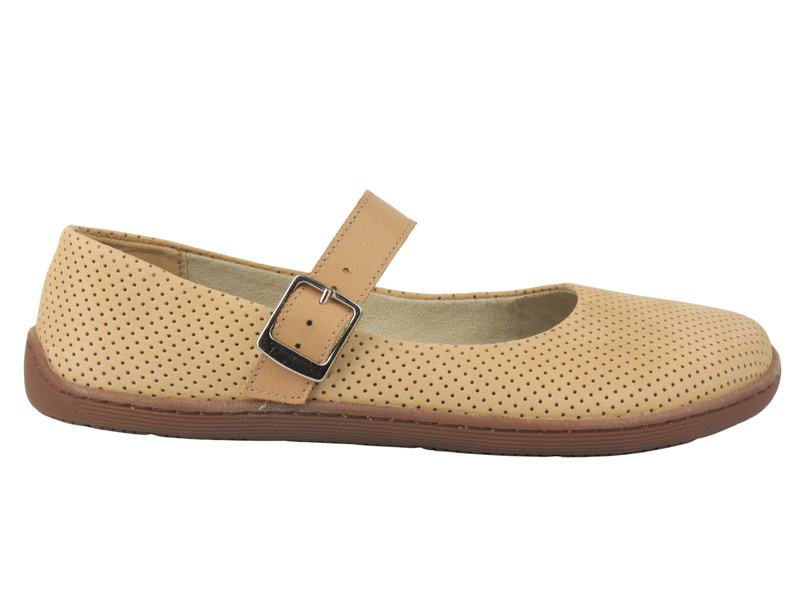 Barefoot skórzane minimalistyczne półbuty damskie bezowy 2 Nika Komfort 1445