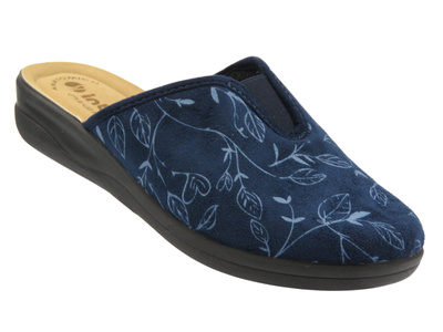 Kapcie damskie z wkładką ze skóry eko - INBLU CF-49, granat