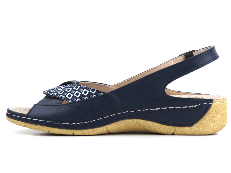Sandały damskie z miękką wkładką - Agxbut 590, granatowe