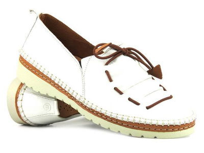Półbuty damskie skórzane - Manitu 840089-03, białe