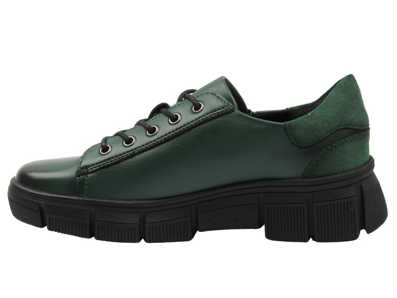 Skórzane półbuty damskie zielone Cambell 25-19305