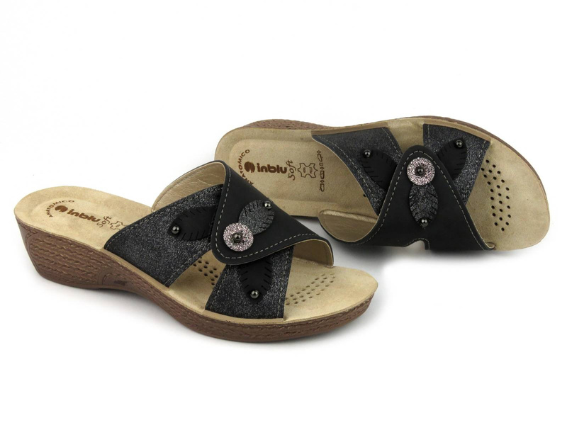 Wygodne, lekke klapki damskie - INBLU GL-54, czarne
