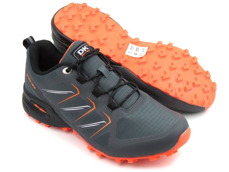 Buty męskie sportowe, adidasy do biegania - DK Speed Grip VB16763, szaro-pomarańczowe
