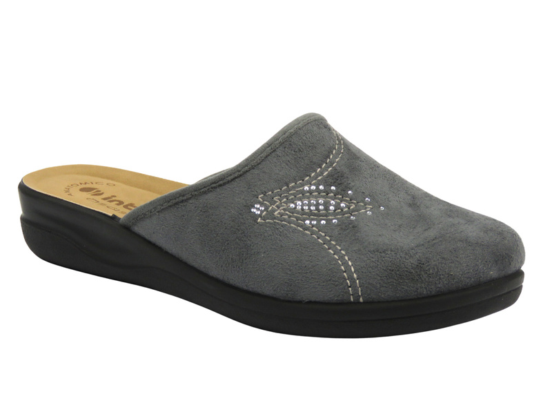 Kapcie damskie z wkładką ze skóry eko szare Inblu CF-48