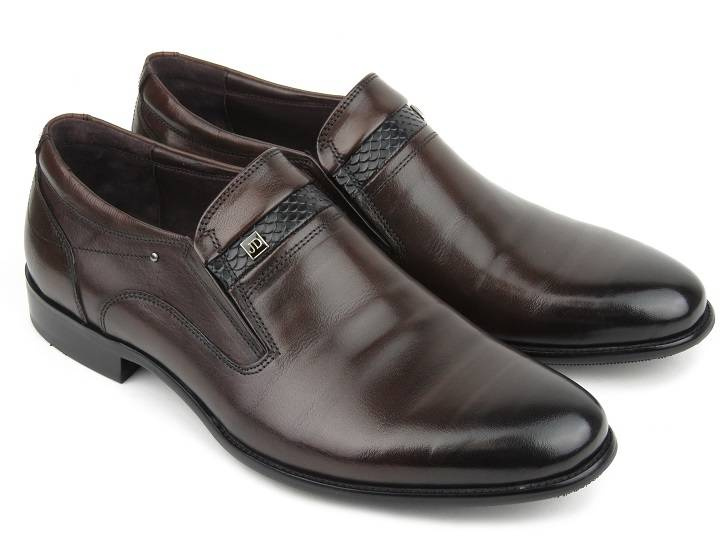 Eleganckie loafersy, półbuty męskie - JOHN DOUBARE Y705-1-433, brązowe