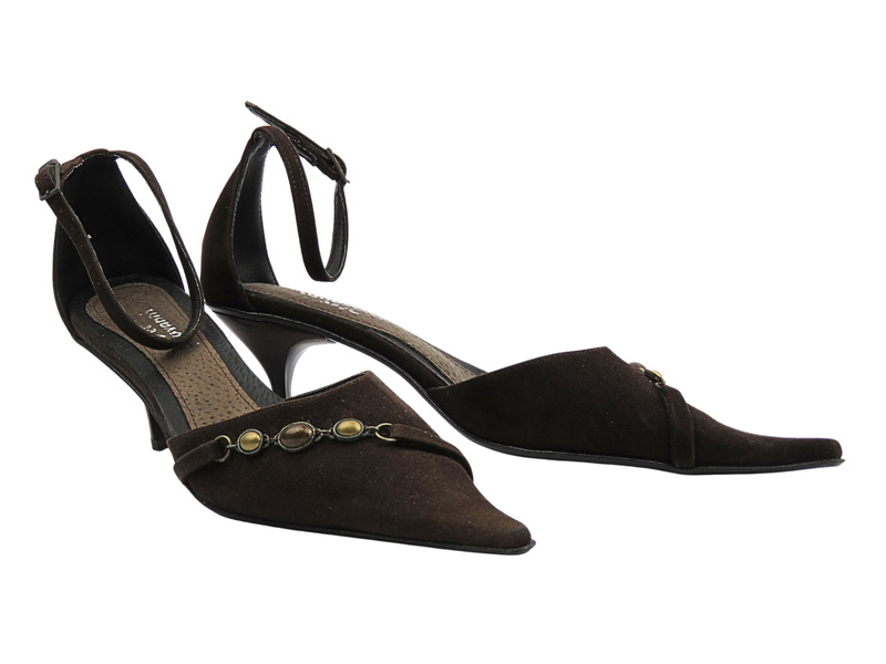 Czółenka na szpilce brązowe z regulowanym paskiem Ver Giovanni 512/6/F2