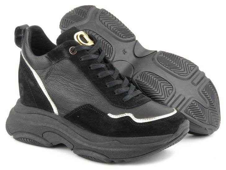 Sneakersy, buty sportowe damskie na ukrytym koturnie - CARINII B9061, czarne