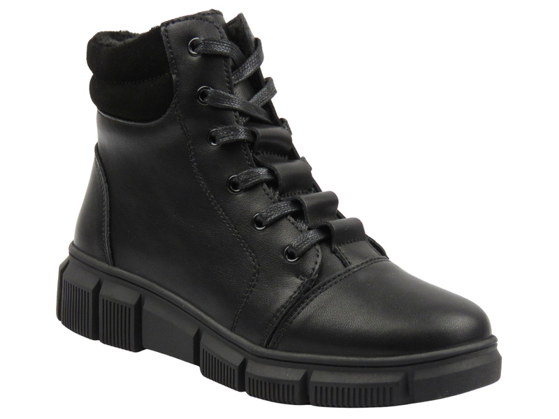 Skórzane botki damskie czarne Cambell 25-40320