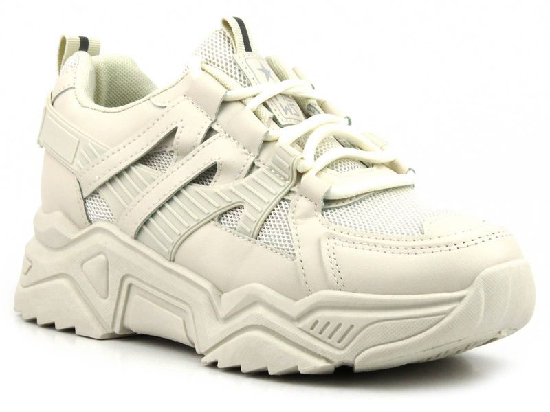 Sneakersy, buty sportowe damskie NEWS 22SP35-4620, beżowe