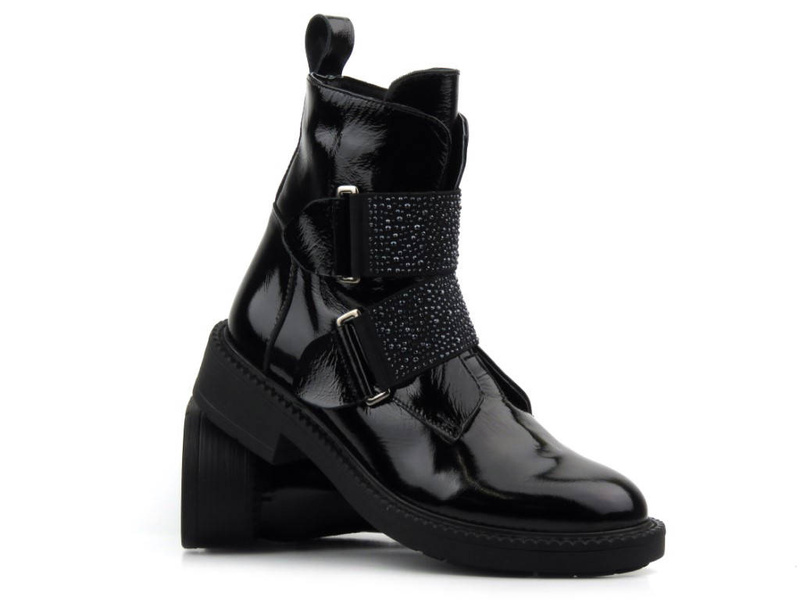 Botki damskie lakierowane - VENEZIA G0441215, czarne