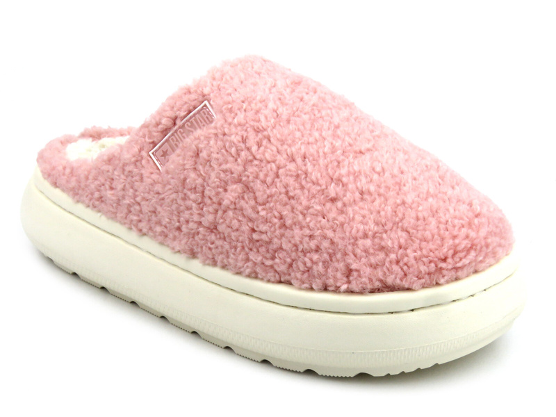 Futerkowe kapcie damskie na grubej podeszwie - Big Star MM274131, różowe