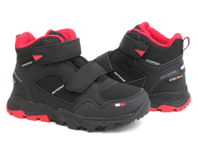 Śniegowce, trapery dziecięce z membraną - AMERICAN CLUB HL 105/23, czarno-czerwone