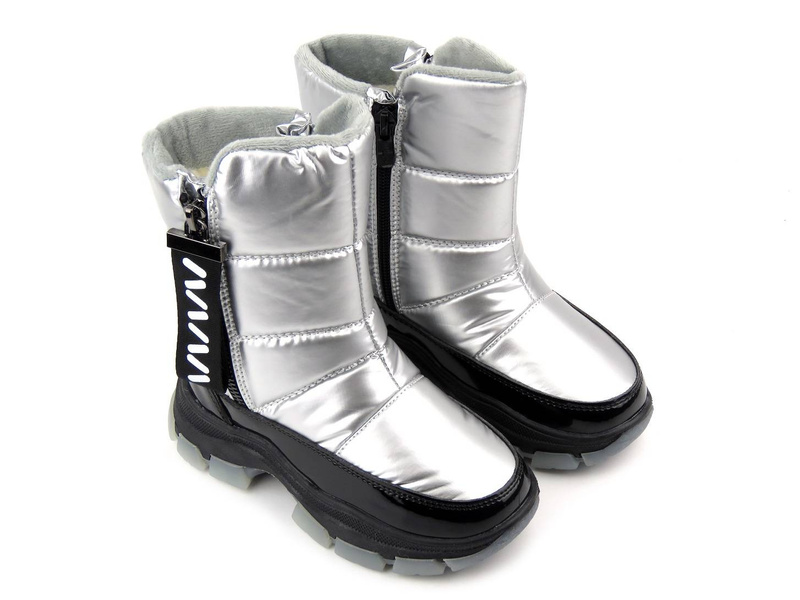 Solidne śniegowce dziecięce z ciepłą, wełnianą wyściółką - WEESTEP R982357867S (R982358855), srebrne