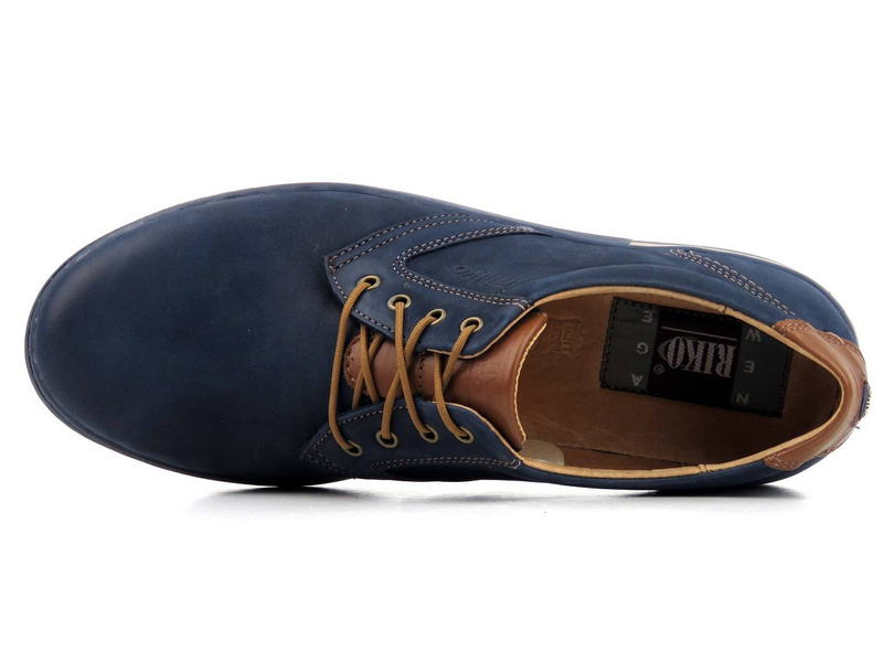 Skórzane półbuty męskie codzienne - RIKO 927, granatowe