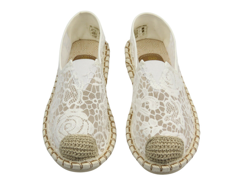 Wsuwane półbuty, espadryle damskie białe Potocki 25-103301
