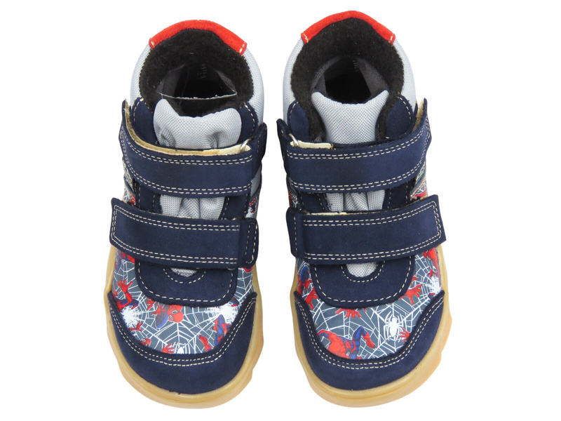 Trzewiki, półbuty dziecięce na rzepy - Jamet 1124, granatowe skórzane