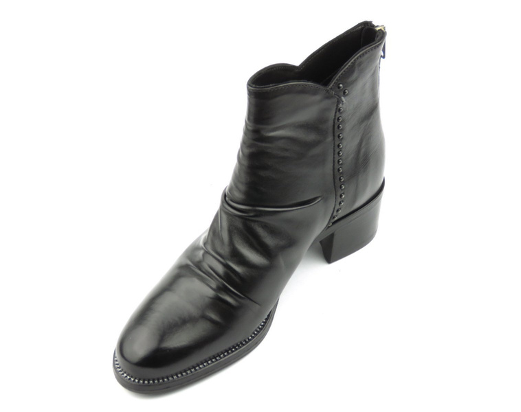 Skórzane botki damskie w stylu retro - Venezia 563006FY, czarne