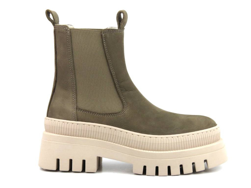 Botki damskie, workery na grubej podeszwie Tamaris 1-25494-41, ciemnobeżowe