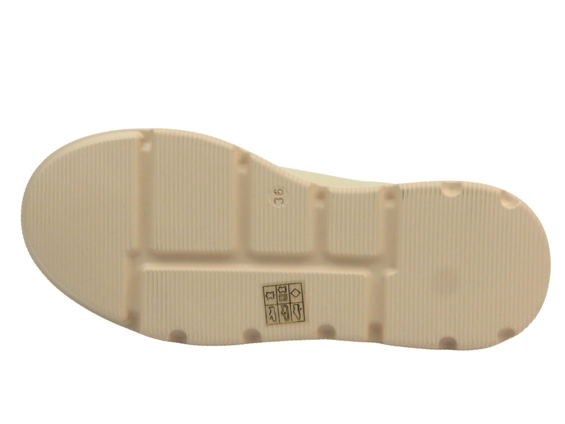 Skórzane sneakersy damskie na platformie - Cambell 25-00638, beżowe