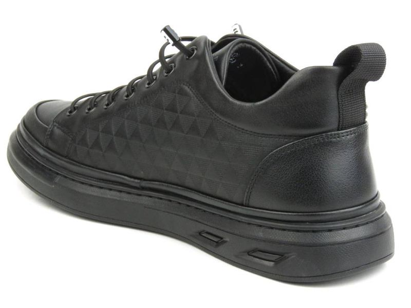 Skórzane sneakersy męskie - JOHN DOUBARE 7VJ01, czarne