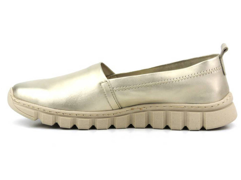 Skórzane półbuty, buty damskie wsuwane - HELIOS Komfort 405, złote