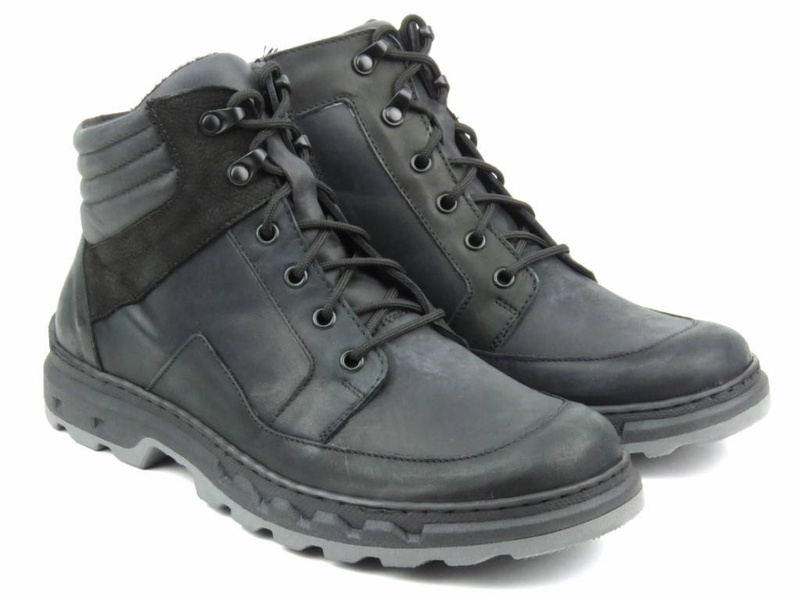 Trzewiki, trapery męskie ocieplane - WASAK 0220, czarne