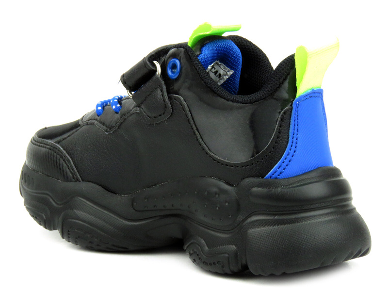 Buty sportowe, adidasy dziecięce na grubej podeszwie- AMERICAN CLUB BD 15/21, czarno-niebieskie