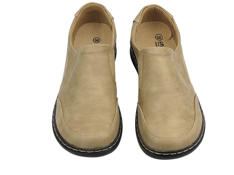 Wygodne półbuty damskie wsuwane beżowe UNISOFT 24PB02-7021