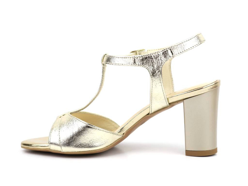 Sandały damskie na słupku - Agxbut 907, złote
