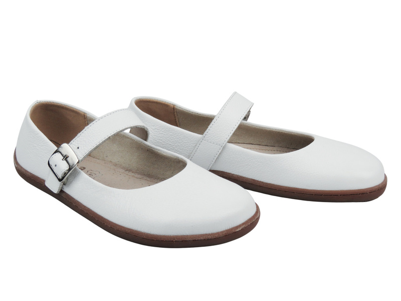 Barefoot skórzane minimalistyczne półbuty damskie białe Nika Komfort 1445