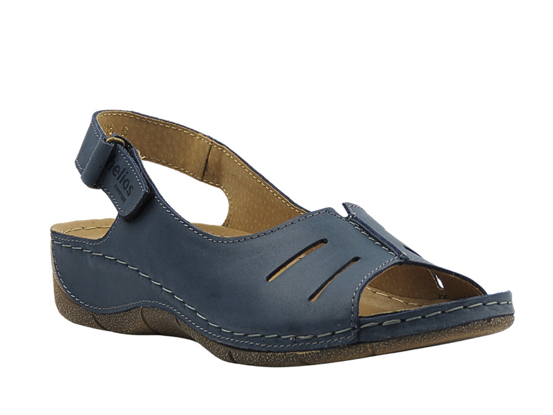 Skórzane sandały damskie granatowe HELIOS Komfort 117