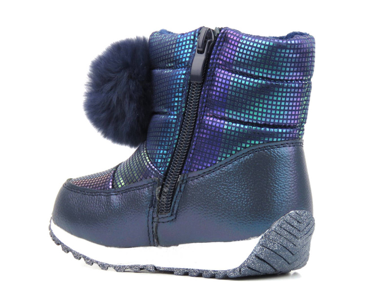 Śniegowce dziecięce z pomponem - WOJTYŁKO 23032, granatowe