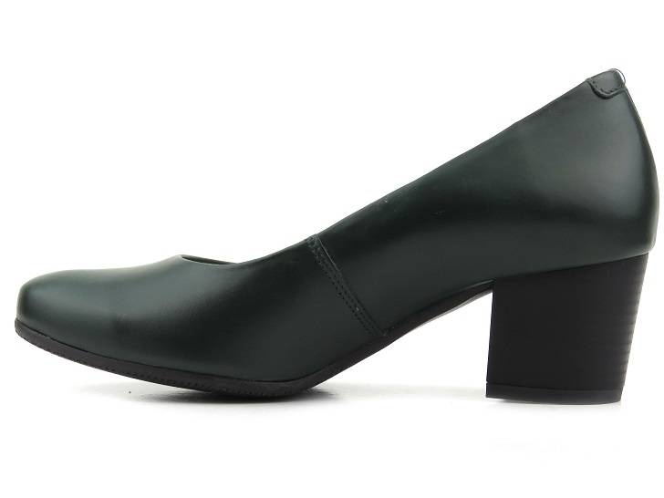 Skórzane czółenka na klocku - AXEL Comfort 1666, zielone