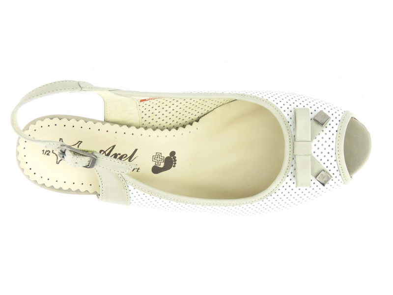 Skórzane sandały damskie na obcasie - AXEL 2222, srebrne