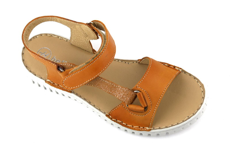 Skórzane sandały damskie polskiej marki HELIOS Komfort 249S, jasny brąz