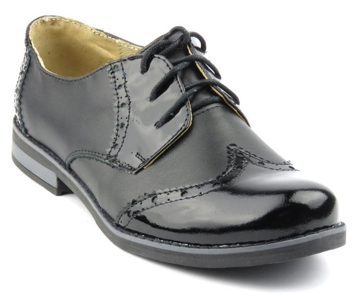 Skórzane półbuty damskie o fasonie jazzówek HELIOS 631, czarne