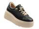 Skórzane sneakersy damskie na platformie czarne Cambell 25-19374