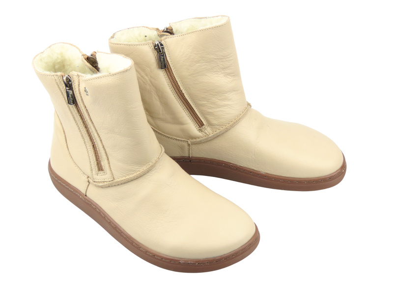 Wygodne damskie botki barefoot ze skóry naturalnej Helios Komfort 5006, ecru