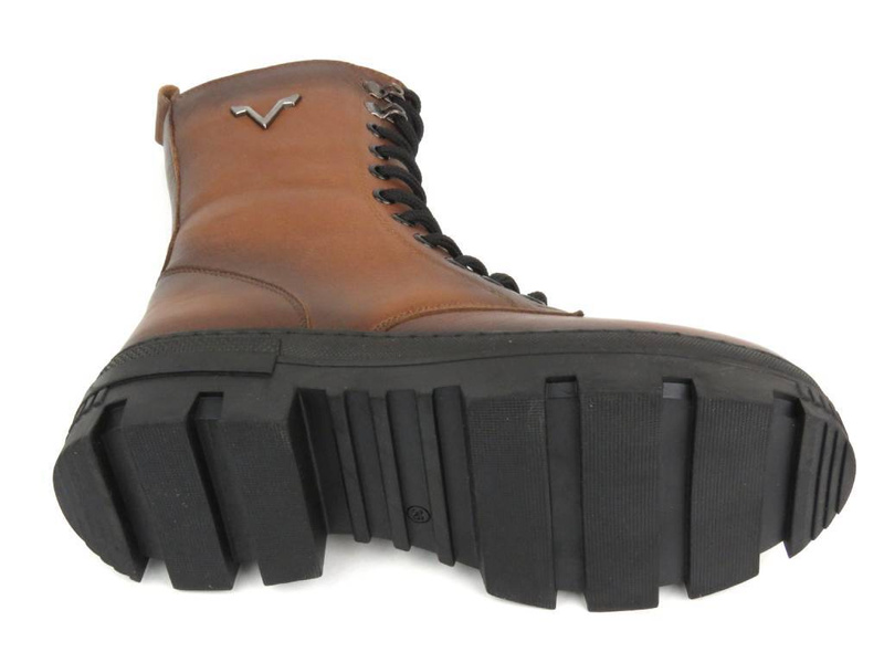 Trapery damskie skórzane - VACARRO 493, brązowe